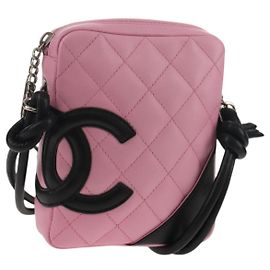 Pochette zippée Chanel Cambon en cuir matelassé petite Rose