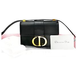 Mini bolsa de ombro em couro de bezerro 30 Montaigne Christian Dior Preto