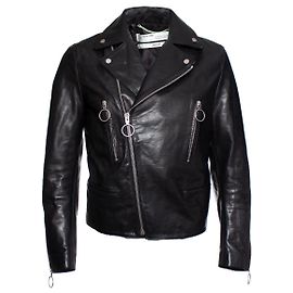 Off White OFF-WHITE leather biker jacket Black