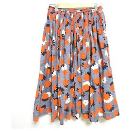 Chambray-Rock mit Margeritenblumenmuster von Marni Blau Orange Marineblau