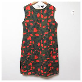 Autre Marque Aspesi Kleid Rot Grün Khaki Marineblau