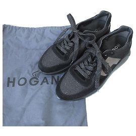 Sneakers basse in tessuto con logo H Hogan Nero