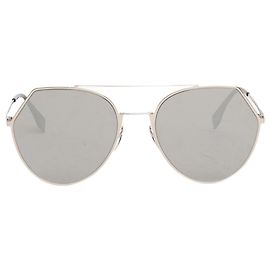 Fendi Runde verspiegelte Sonnenbrille in Silber Silber