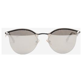 Fendi Gafas de sol redondas espejadas plateadas con strass Plata