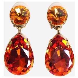 Autre Marque Pink tear drop embellished earrings Pink