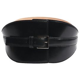 Alexander Mcqueen Black wide leather belt Black