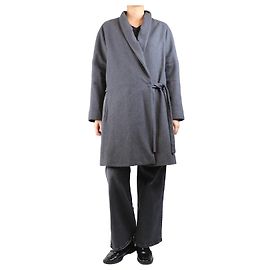 Dries Van Noten Grey wool coat with belt - size L Grey