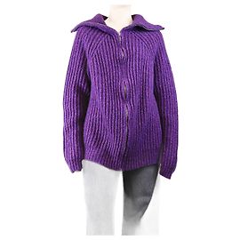 Marni Cardigan zippé épais à côtes violettes - taille UK 16 Violet