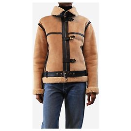 Victoria Beckham Brown suede shearling jacket - size UK 4 Brown