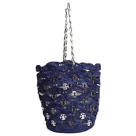Paco Rabanne Blauer Raffia-Eimerbeutel Blau