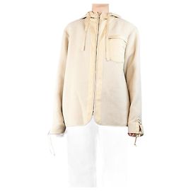 Jil Sander Cream hooded wool jacket - size UK 12 Cream