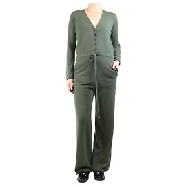 Allude Khaki tie-wool jumpsuit - size S Green