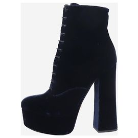 Prada Botas de terciopelo azul marino con cordones - talla EU 36 (UK 3) Azul marino