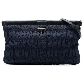 Prada Blue Tessuto Gaufre Crossbody Blue Navy blue