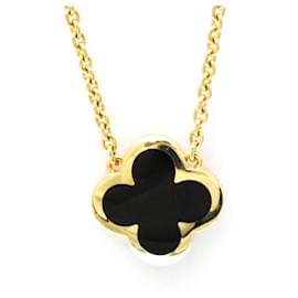 Van Cleef & Arpels Pure Alhambra Onyx Necklace Golden