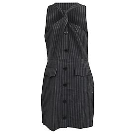 Ganni Twist-Front Jacquard Mini-Kleid aus recyceltem Polyester in Dunkelgrau Grau