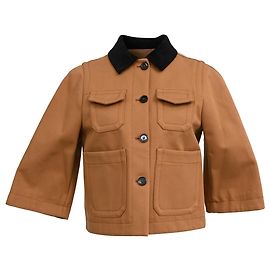 Veste courte à manches quart en coton marron avec col en velours côtelé Loewe Marron Rouge