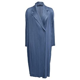 Pleats Please Issey Miyake Monthly Colors Pleated Coat in Light Blue Polyester Blue Light blue