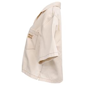 トップス 2000s miumiu bottan fly cotton shirt MiuMiu＊Cropped poplin shirt 長袖 ポプリンシャツ＊送料込 (MiuMiu