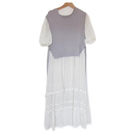 Autre Marque Langes Strickkleid JILL von JILLSTUART Weiß Grau