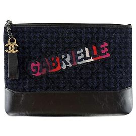 Clutch Chanel Gabrielle em tweed e couro de bezerro Azul