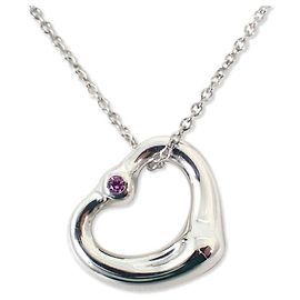 Tiffany & Co Tiffany 925 Herzanhänger mit rosa Saphir Halskette Andere