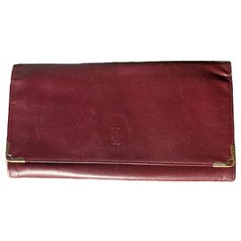 Cartier Must Clutch Dark Red Leather Dark red