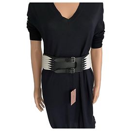 Cinto largo Alaïa bicolor preto e branco em couro Preto Branco