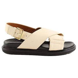 Marni Mule in pelle ecru con soletta Crudo