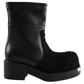 Mm6 Botas de cuero negro Negro