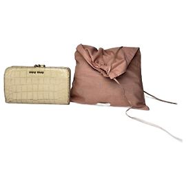Vintage Miu Miu Leather Crocodile Emblossed White White