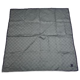 Céline Vintage Celine Monogram Scarf Silver Blue Silvery