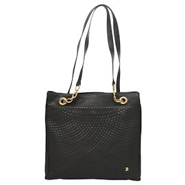 Bally Vintage Tote Bag Quilted Leather Black