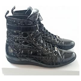 Dior High-Top Sneakers Black Patent Leather Black