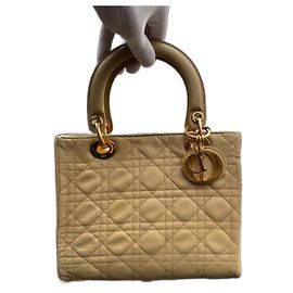 Christian Dior Lady Dior Lambskin Handbag Beige Beige