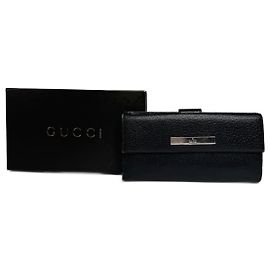 Vintage Gucci Leder Langbörse Schwarz Schwarz