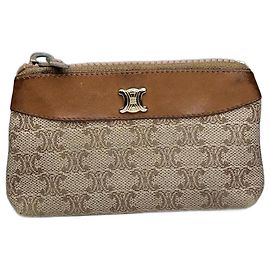 Céline Pochette en cuir monogramme vintage Celine Paris beige marron Beige
