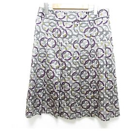Falda plisada de seda con cinturón circular Burberry London Castaño Beige Púrpura