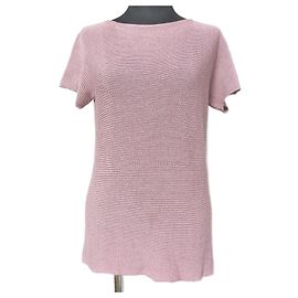 Max Mara Stricktop mit Leinenoptik Pink