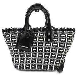 Borsa Bistro Basket Balenciaga, XS Marrone Nero Bianco
