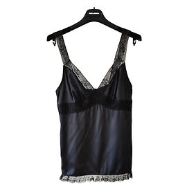 Dolce & Gabbana TOP DE LINGERIE EM SATIN DOLCE&GABBANA COM RENDA. Preto