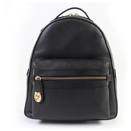 COACH 35608 Turnlock Polished Pebble Leather Backpack Black