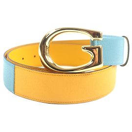 Cinto de couro bicolor GUCCI Azul Amarelo