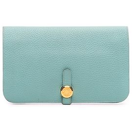 Cartera Duo Dogon GM en Togo Azul de Hermès Azul Turquesa
