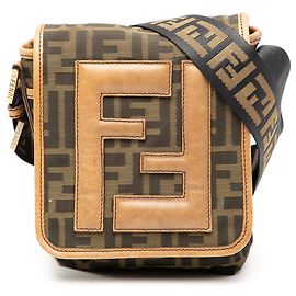 Fendi Borsa a tracolla Mini FF Zucca in tela marrone Marrone