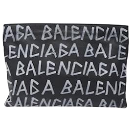 Balenciaga-Pochete de couro Graffiti Balenciaga-Preto