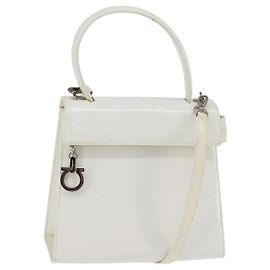 Salvatore Ferragamo Gancini handbag Patent leather White