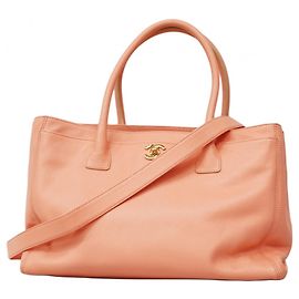 Bolsa Tote de Couro Executivo Chanel Rosa