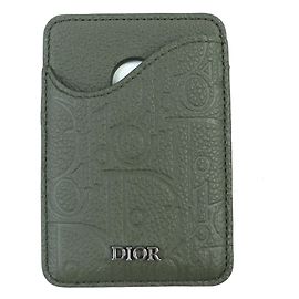 Kartenetui aus khakifarbenem Leder DIOR SADDLE von Christian Dior Khaki