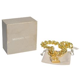 Colar de corrente chunky dourado com cadeado e assinatura MK da Michael Kors Dourado